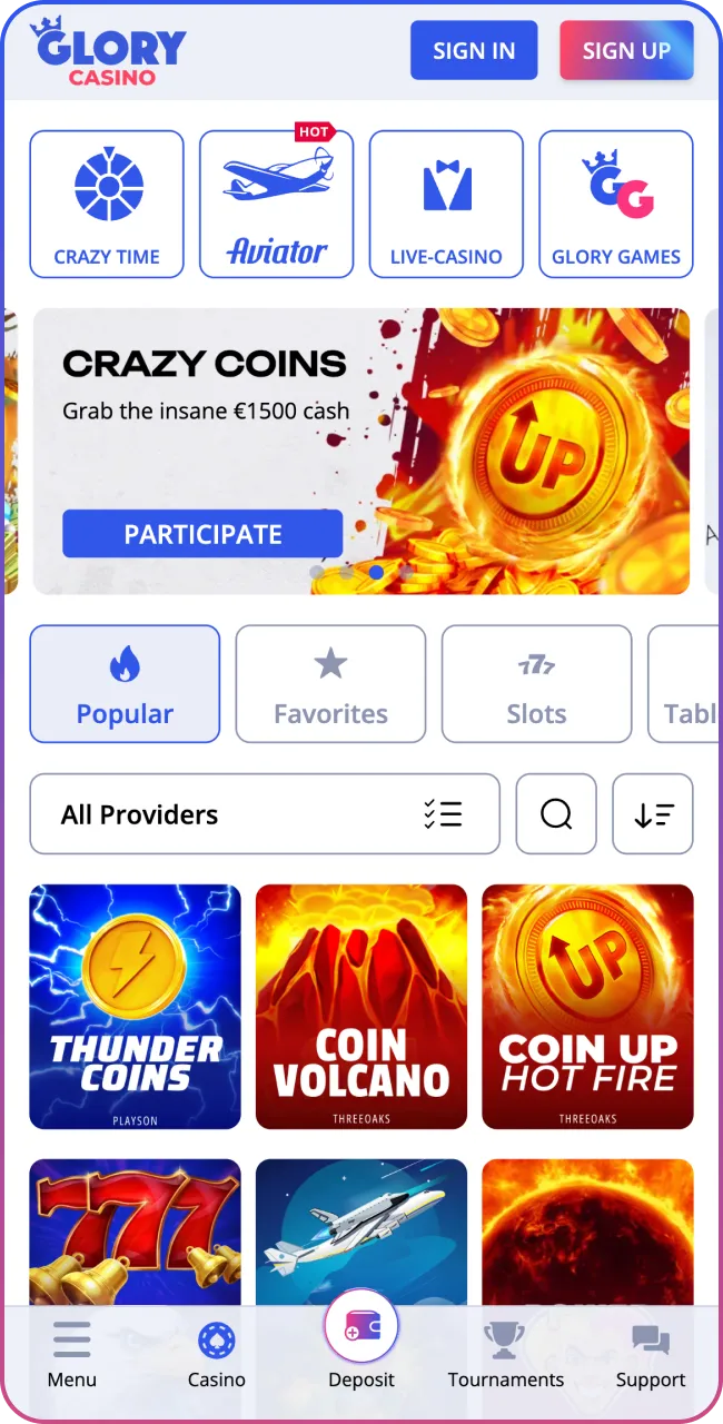 Enter Glory Casino from your iOS device easily.