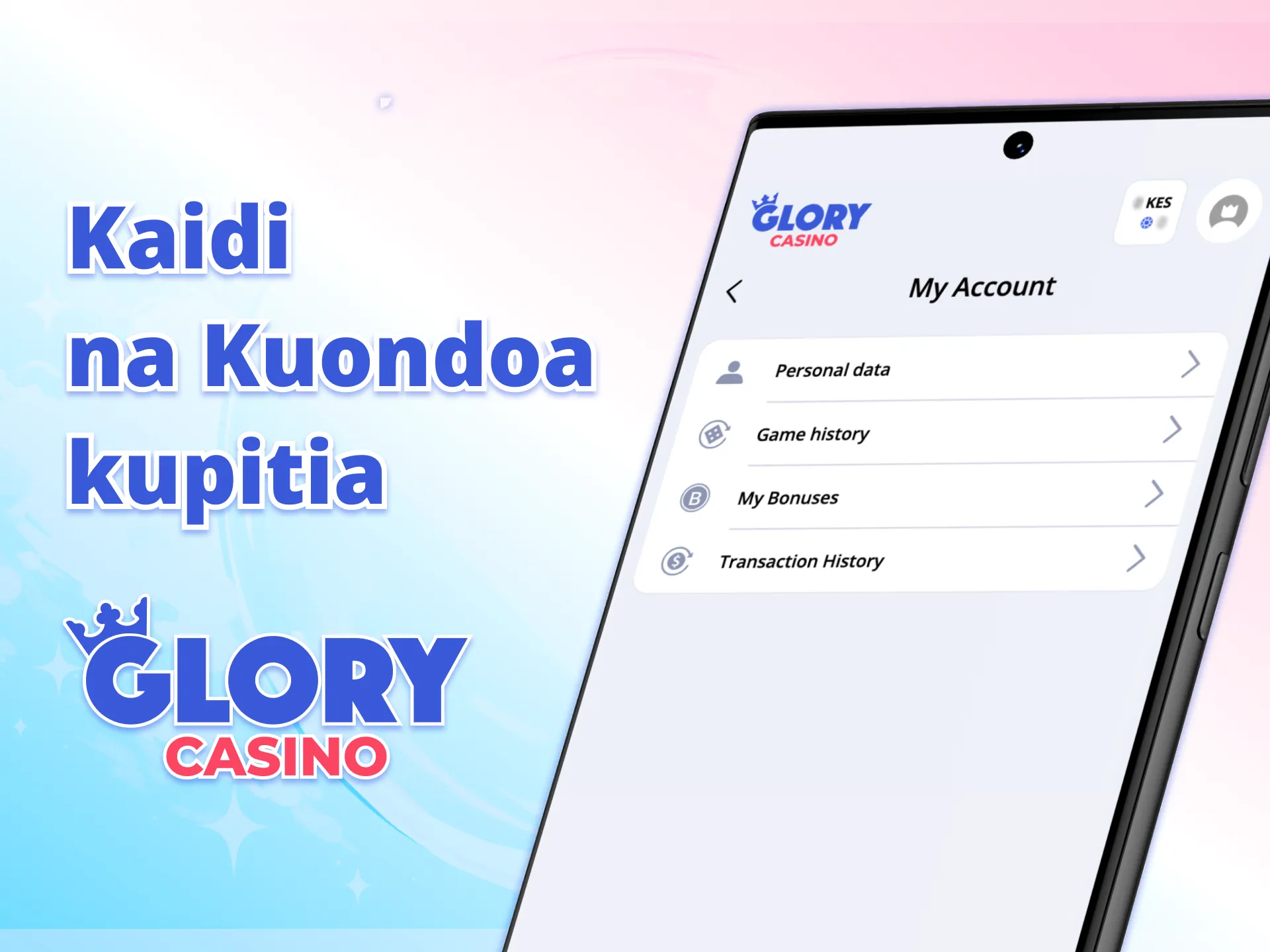Weka na toa pesa kwa urahisi kwenye app ya Glory Casino.