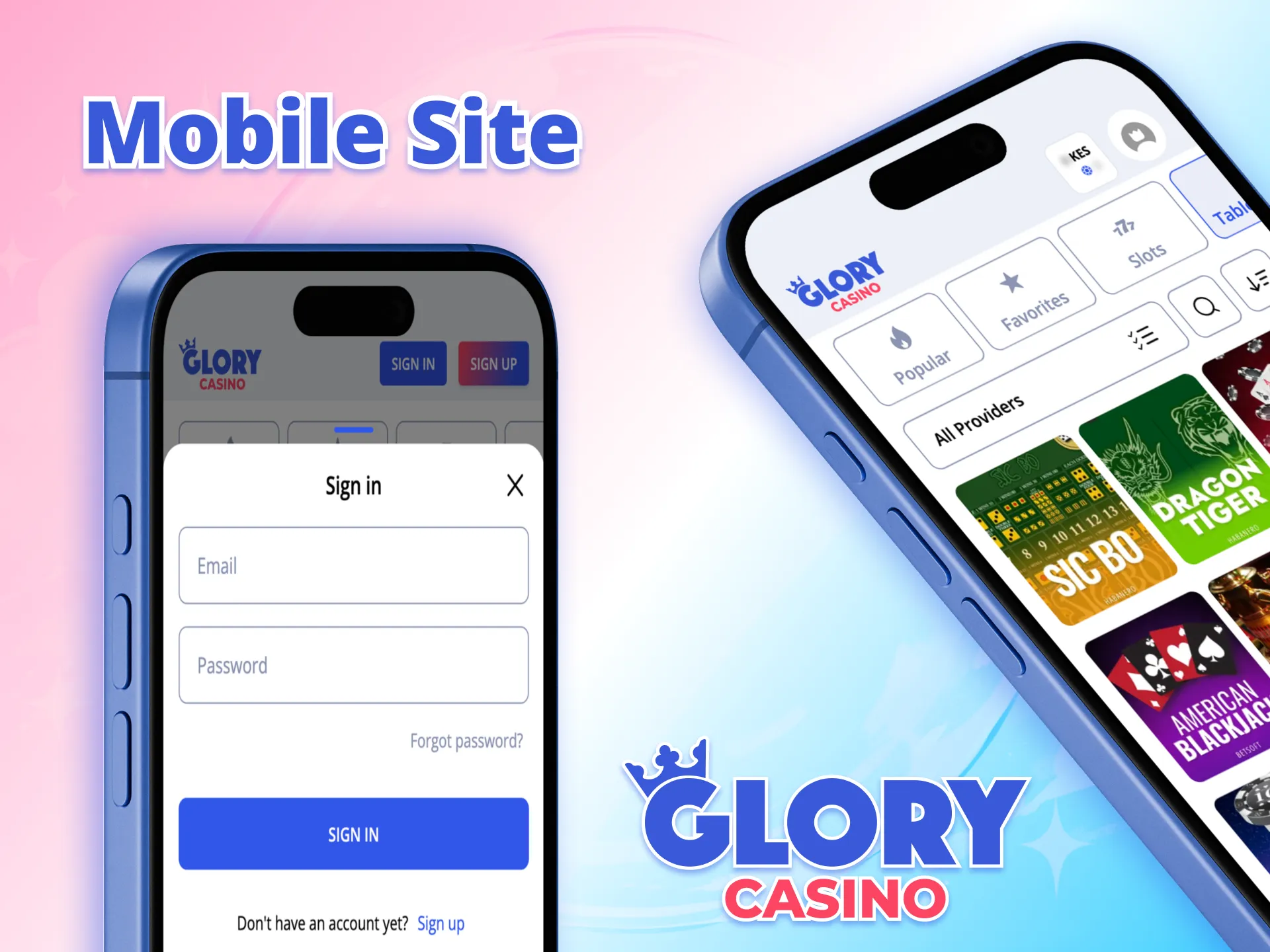 Learn to play on Glory Casino mobile site.