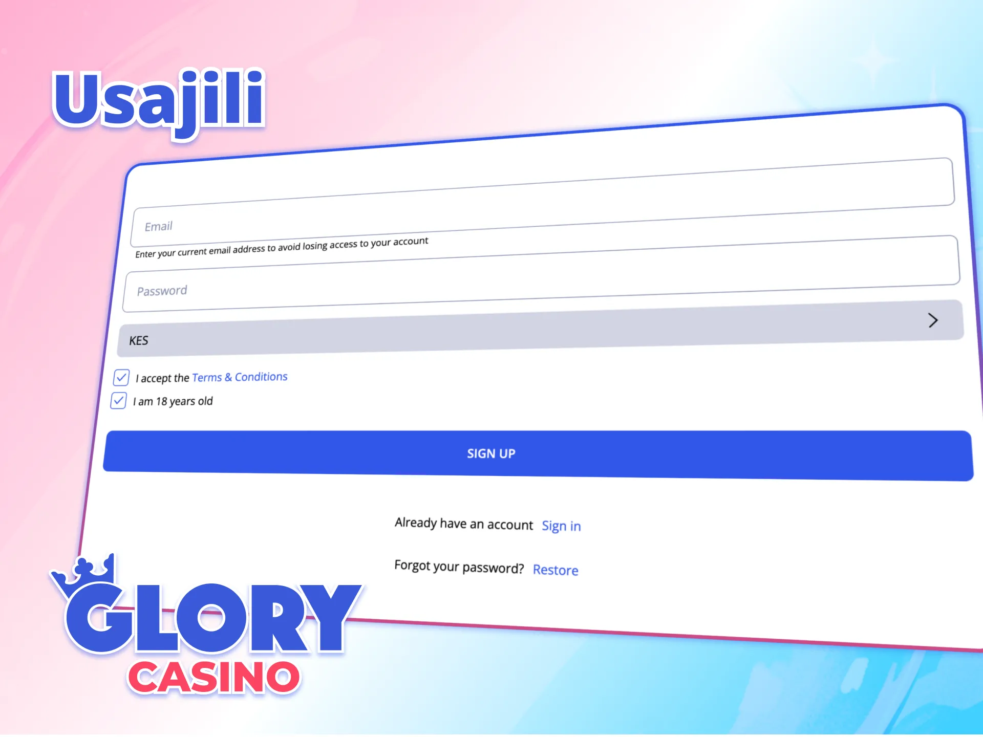 Jisajili Glory Casino sasa na uanze kucheza.