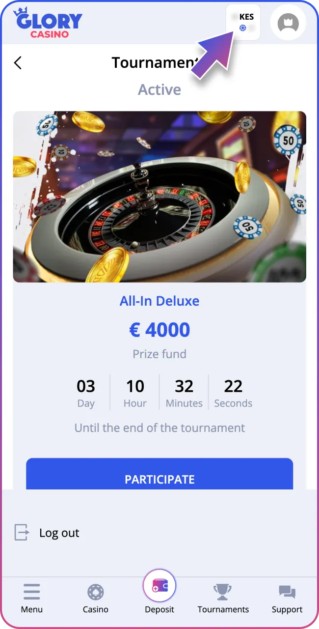 Fikia pochi yako kwenye Glory Casino kwa urahisi.