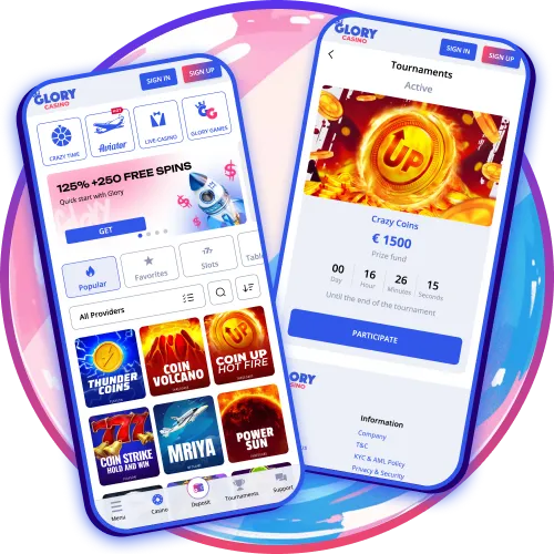 Play and win anytime with Glory Casino app.