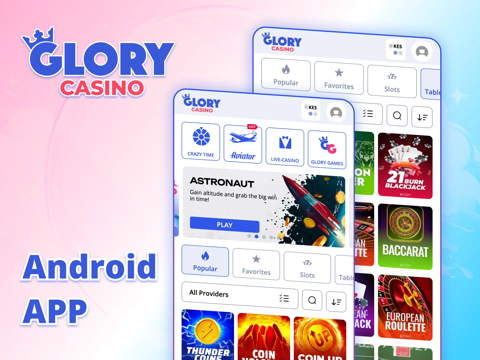 Download Glory Casino Android app and start winning.
