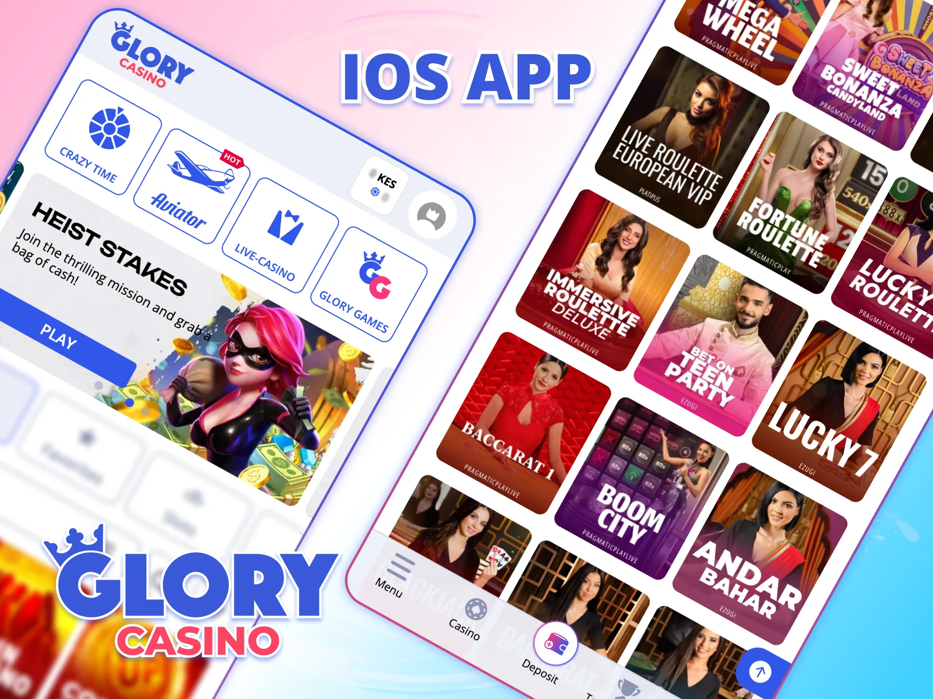 Install Glory Casino on iOS and win daily.