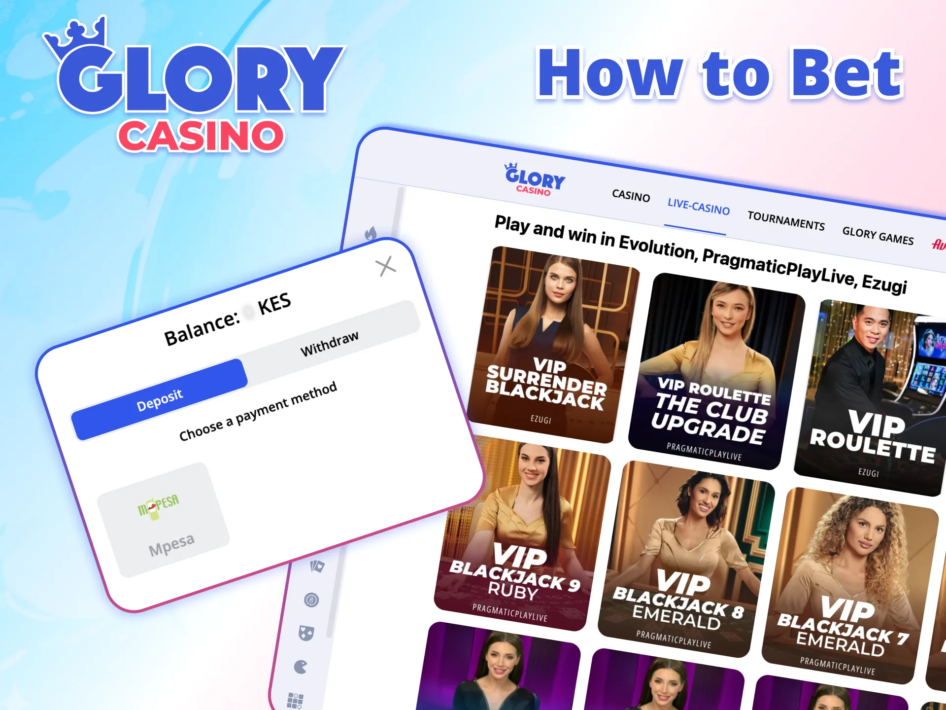 Learn to bet and win at Glory Casino.