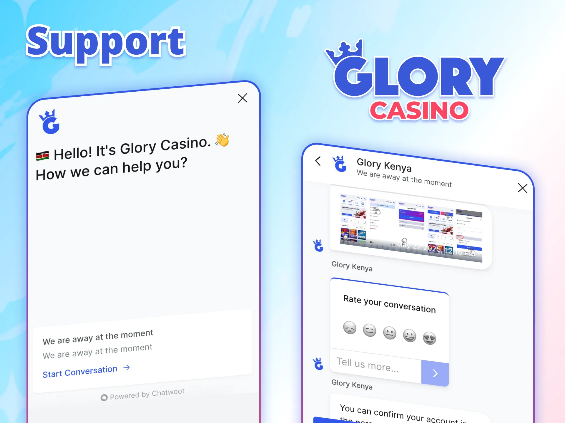 Glory Casino support helps you win smoothly.