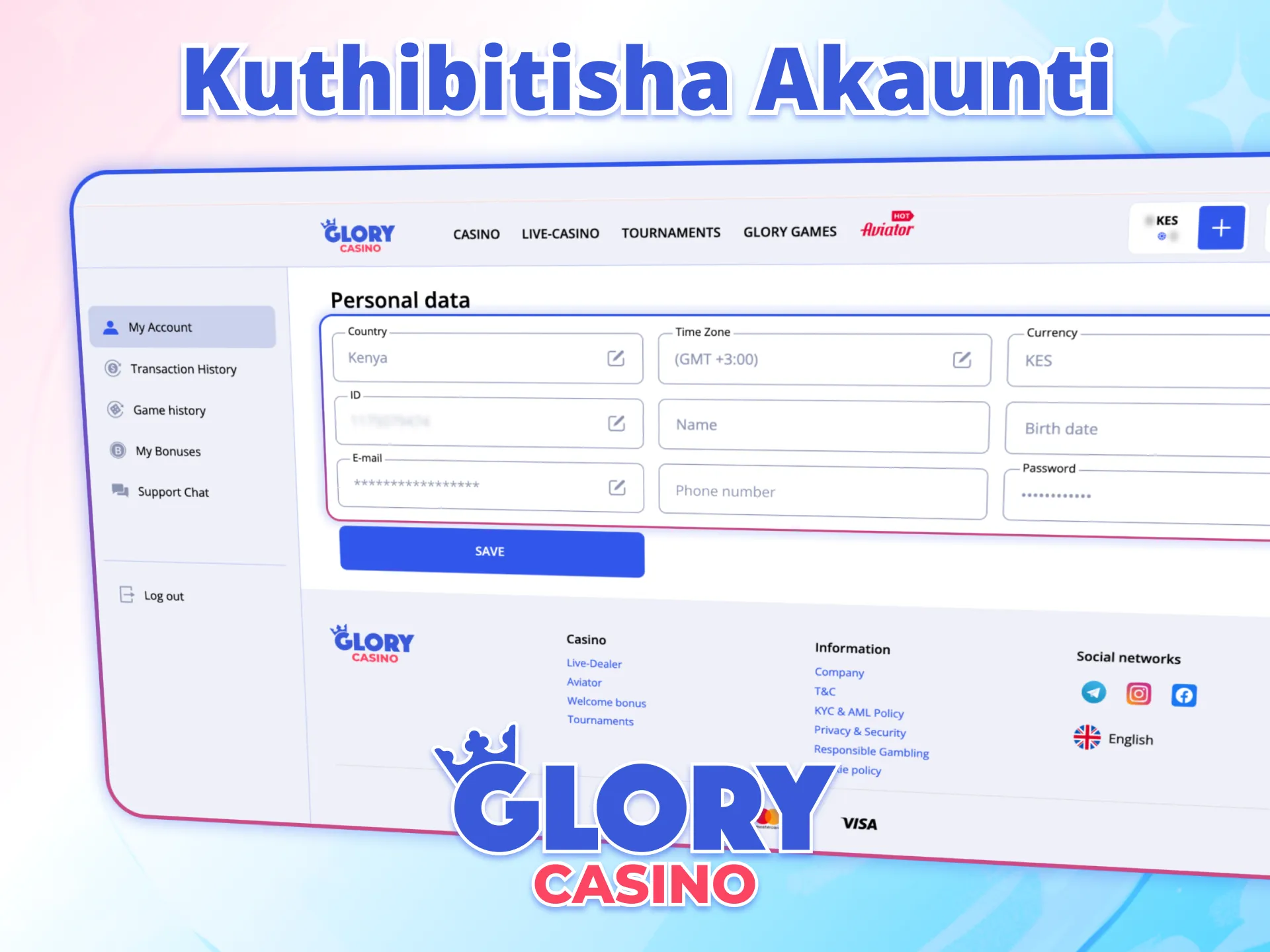 Thibitisha akaunti yako na ushinde Glory Casino.