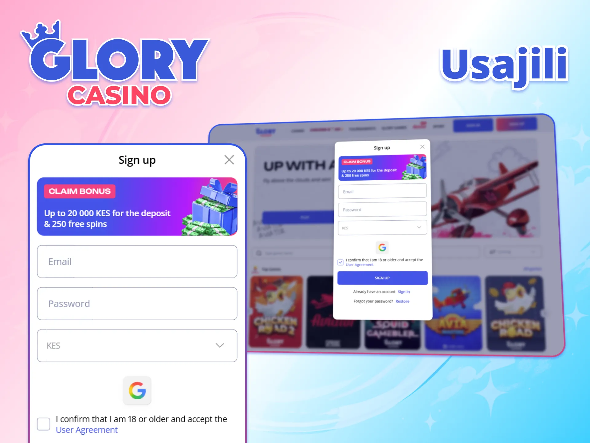 Usajili kwenye Glory Casino ni rahisi na unapatikana kwa wote.